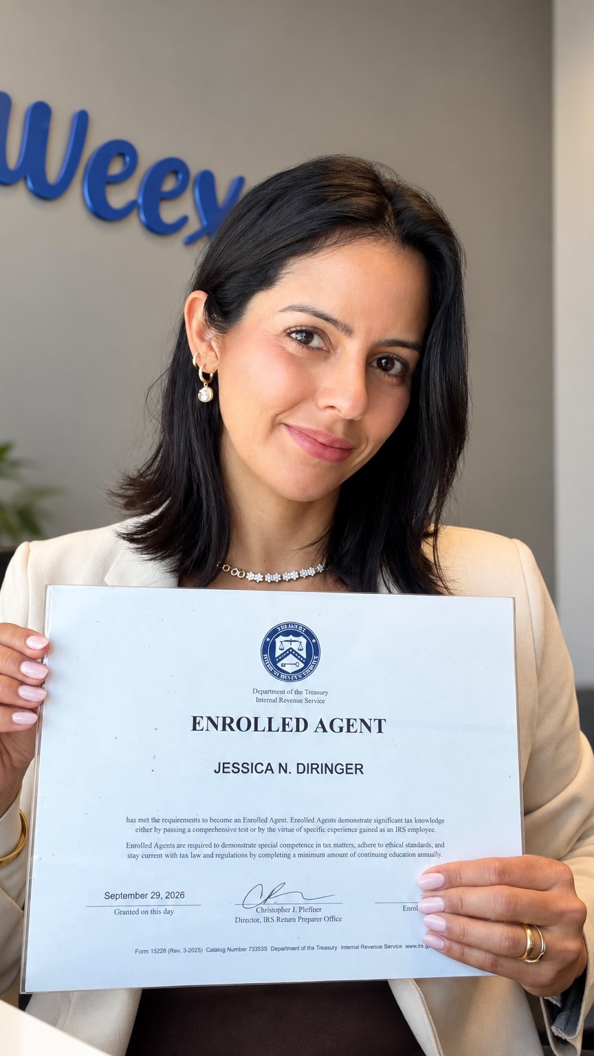 Tenho uma novidade! 🎉

Agora sou oficialmente Enrolled Agent (EA), a credencial mais alta concedida pelo IRS. ✅

Na...